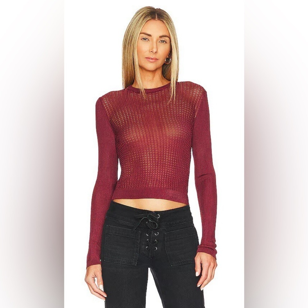 NWT Free People | H2O Crew Pullover Long Sleeve Maroon 100% Viscose Size XS